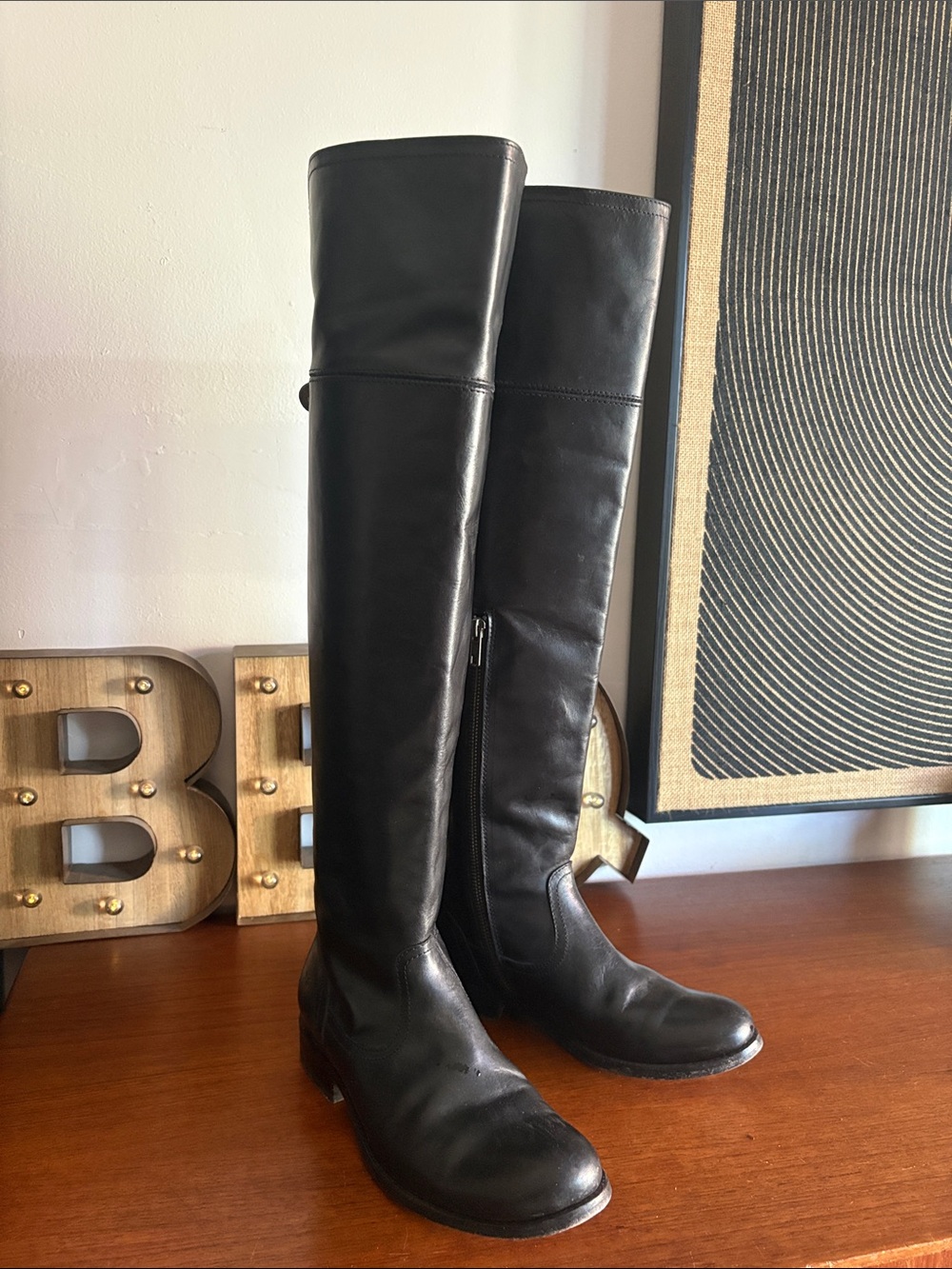 FRYE - Tall Black Leather Riding Boots